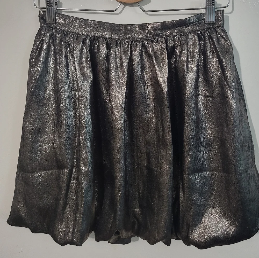Madewell Metallic Bubble-Hem Miniskirt Bronze Foil Size 0 New